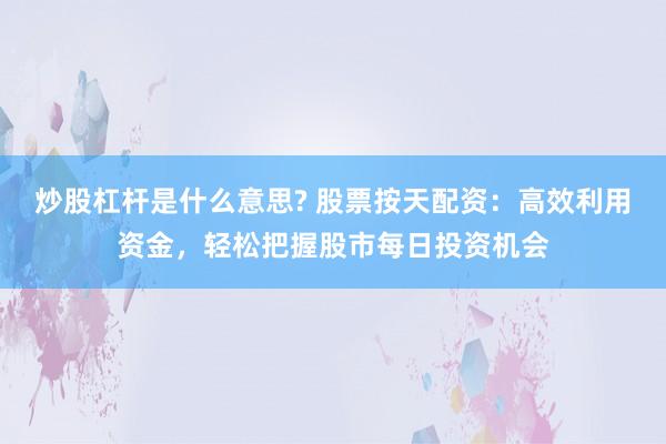 炒股杠杆是什么意思? 股票按天配资：高效利用资金，轻松把握股市每日投资机会